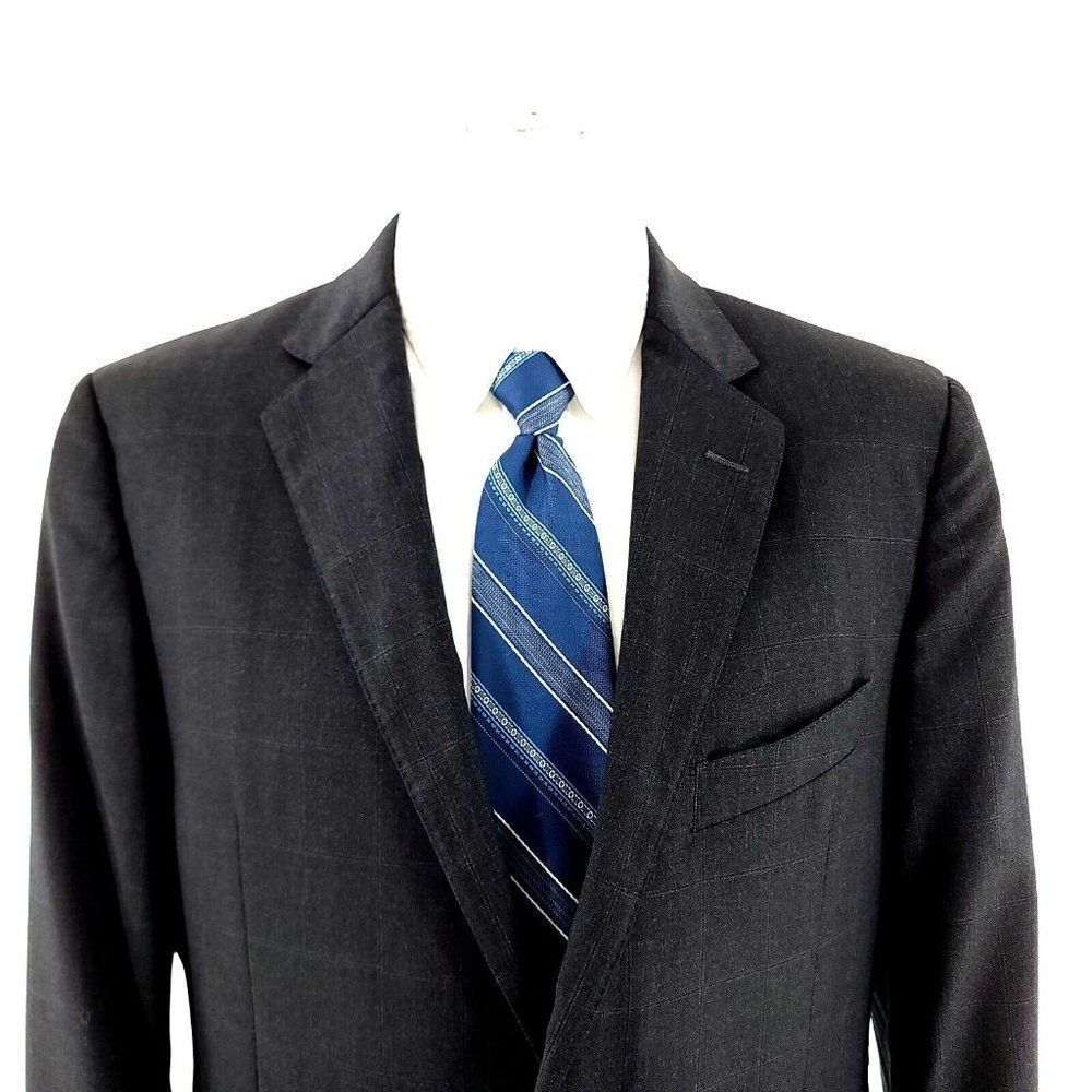Jos A Bank Reserve Reda Super 110s Wool 2 Button Suit Jacket 40R Gray Windowpane